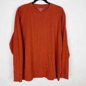 LL Bean Traditional Fit LS T Shirt Carefree Unshrinkable Lt Mahogany Mens Size L